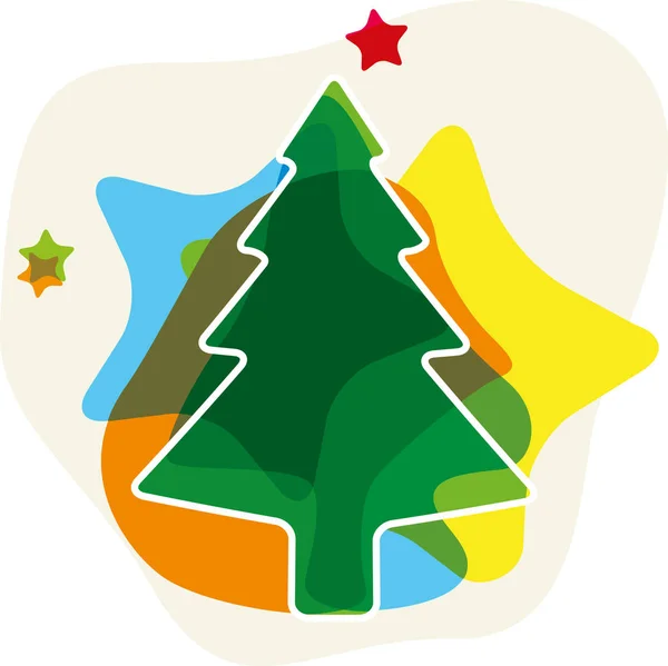 Icono del árbol de Navidad con efecto de transparencia. Estilo llano . — Vector de stock