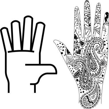 Etnik ve geometrik tarzda iki el simgeleri.