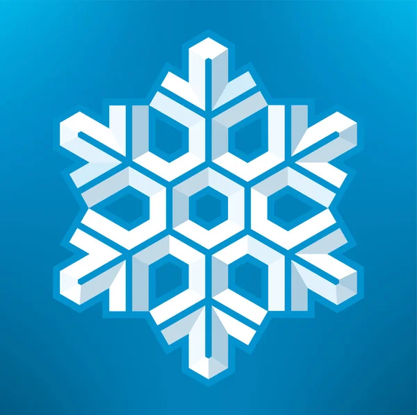 Ikona zmrazené sněhové vločky přes měkké modré pozadí. — Stockový vektor