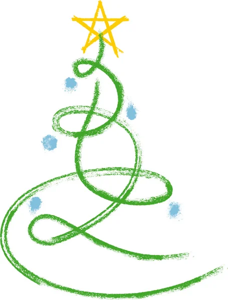 Árbol de Navidad en verde y naranja . — Vector de stock