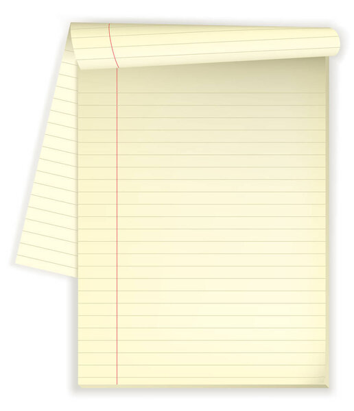 Yellow notepad with open lined page for copy space purposes.