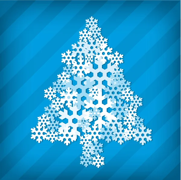 Árbol de Navidad en blanco hecho por iconos de copo de nieve . — Vector de stock