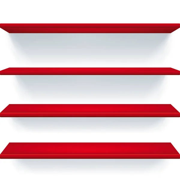 四个红色搁板绘制 3D 样式，具有复制空间. — 图库矢量图片