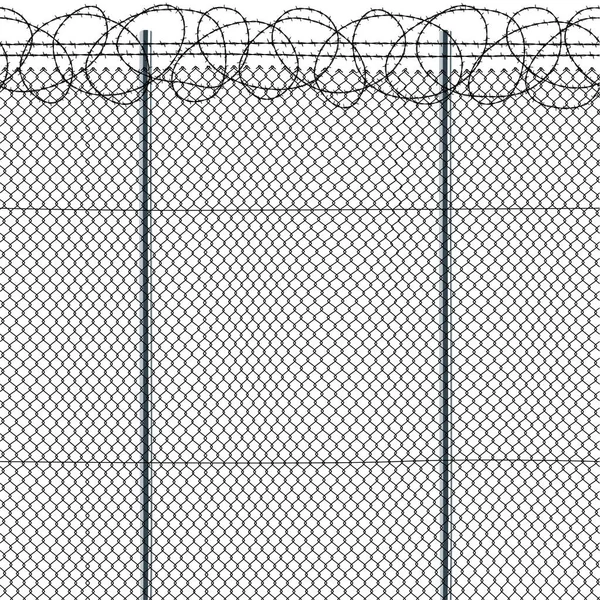 Fond de clôture métallique sans couture avec fil de fer barbelé . — Image vectorielle