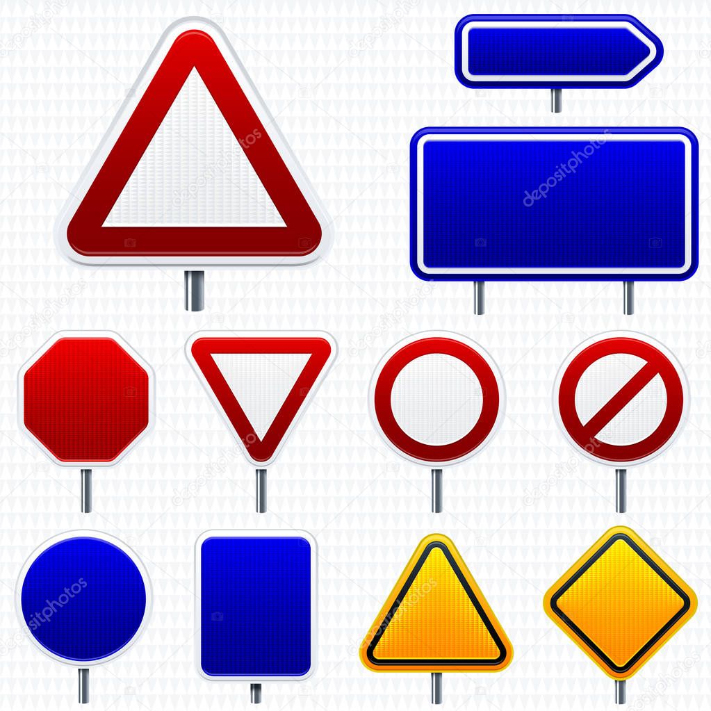 Road traffic signals in shiny style. Isolated.
