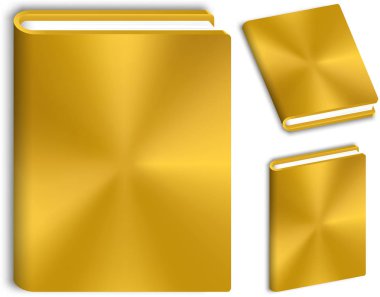 Altın kapaklı kapalı kitap. Metalik degrade. Üç kez izlendi.