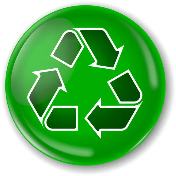 Recyklovat symbol kulatý odznak v lesklém stylu. — Stockový vektor