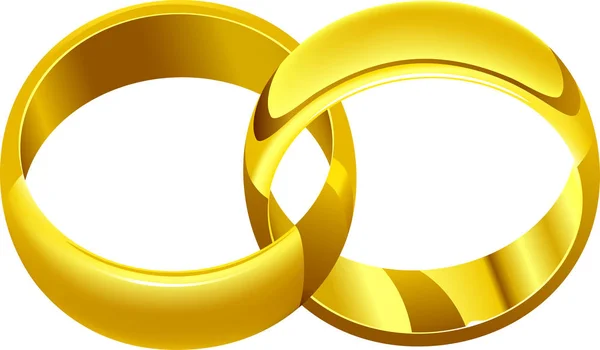 Icono de anillos de boda. Anillos entrelazados con luces y sombras . — Vector de stock