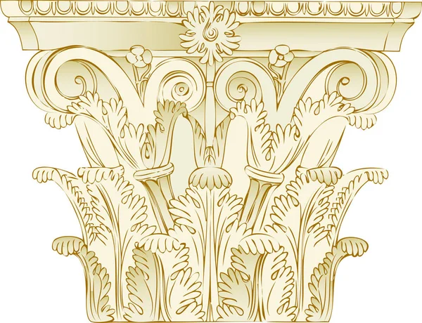 Capitel corintio griego en colores suaves. Arquitectura clásica . — Vector de stock