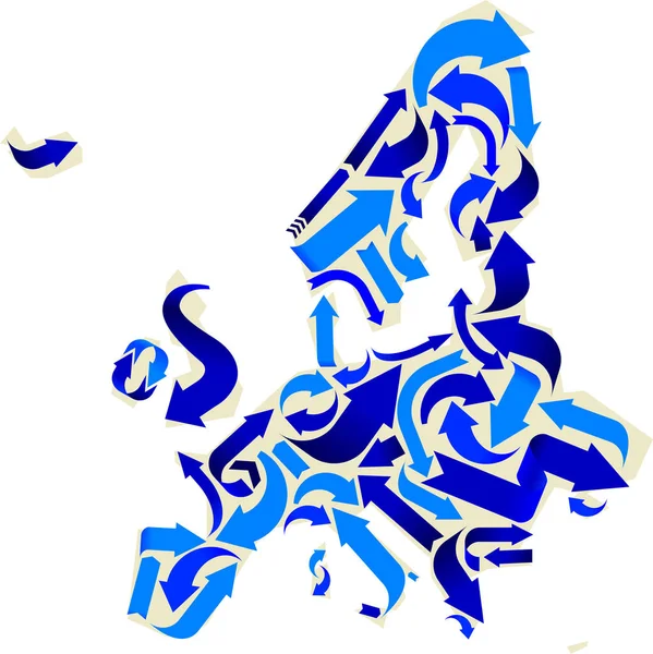 Europa pijlen kaart in blauw. Concept communicatie. — Stockvector