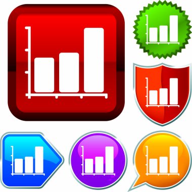 Düğmeler üzerinde parlak simge serisi ayarlayın. Çubuk grafik.