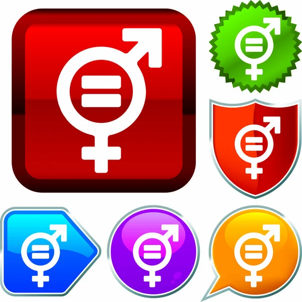 Set shiny icon series on buttons. Equality. — Stock Vector