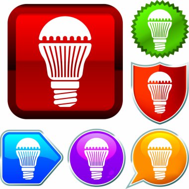 Düğmeler üzerinde parlak simge serisi ayarlayın. Ampul açtı.