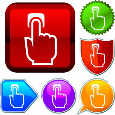 Düğmeler üzerinde parlak simge serisi ayarlayın. El itme.