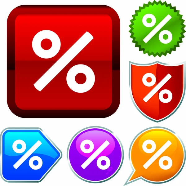 Set shiny icon series on buttons. Percent. — Stock Vector
