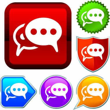 Düğmeler üzerinde parlak simge serisi ayarlayın. Kabarcık konuşma.