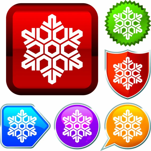 Defina séries de ícones brilhantes nos botões. Floco de neve . —  Vetores de Stock