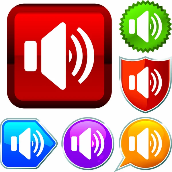 Set shiny icon series on buttons. Speaker. — Stock Vector