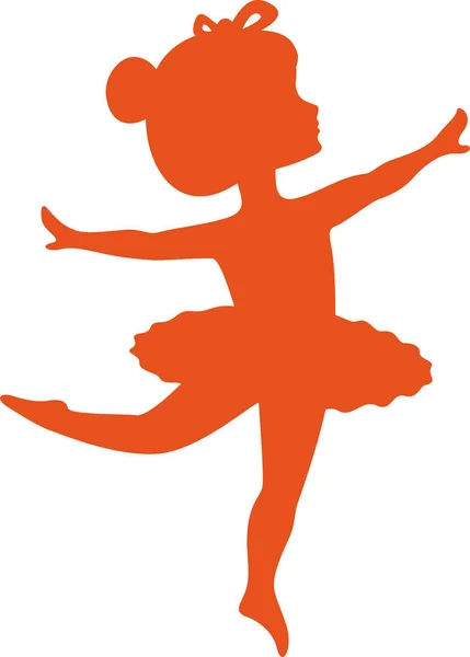 Pequeña silueta bailarina en naranja. Archivo de corte láser válido . — Vector de stock