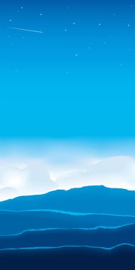 Kopya alanı ile Şafak manzara. Dağlar, bulutlar ve gökyüzü.