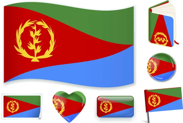 Eritrea Flagge in sieben Formen. editierbar mit separaten Ebenen. — Stockvektor