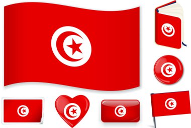 Yedi şekilli Tunus bayrağı. Düzenlenebilir ve ayrılabilir katmanlar.