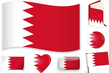 Bahreyn bayrağı dalga, kitap, daire, pin, düğme, kalp ve Sticker.
