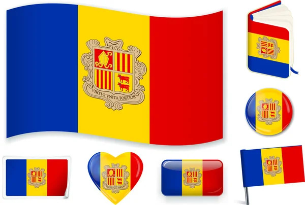 Andorra bandera nacional vector ilustración en diferentes formas . — Vector de stock