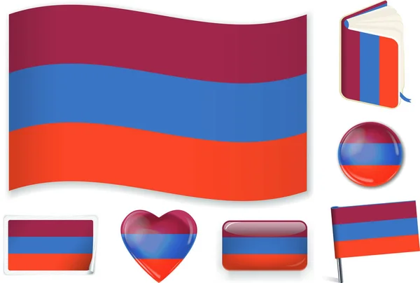 Armenia bandera nacional vector ilustración en diferentes formas . — Vector de stock