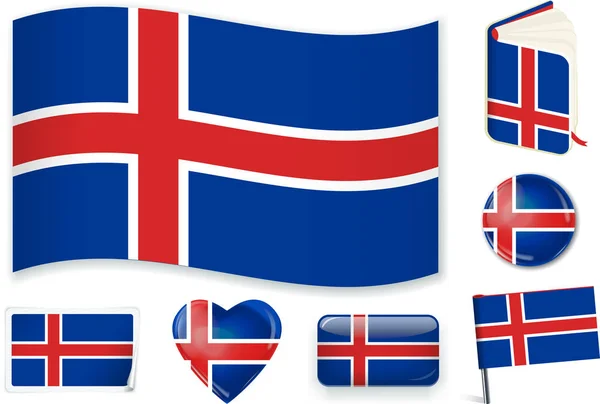 Прапор національної векторної ілюстрації Ісландії в різних формах. — стоковий вектор
