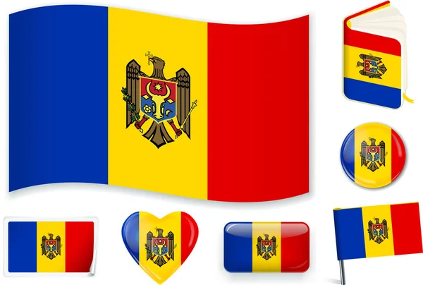 Moldavia bandera nacional vector ilustración en diferentes formas . — Vector de stock