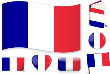 Farklı şekillerde Fransız Ulusal bayrağı vektör illüstrasyon.