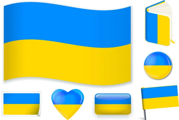 Farklı şekillerde ukrainean Ulusal bayrağı vektör illüstrasyon.