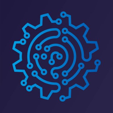 Endüstri 4.0 simgesi mavi tonlarda. İzole ve geometrik