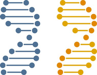 Temiz tarzda DNA molekülü simgesi. İki versiyon.