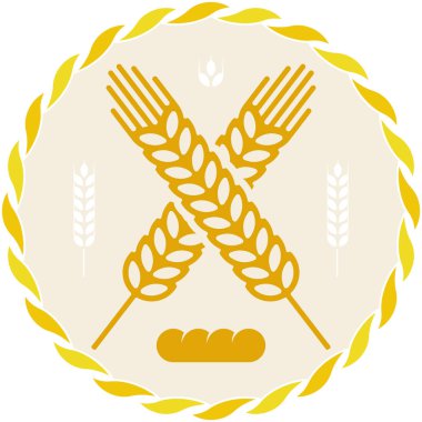 Geometrik biçimli buğday tanecikli ekmek simgesi.