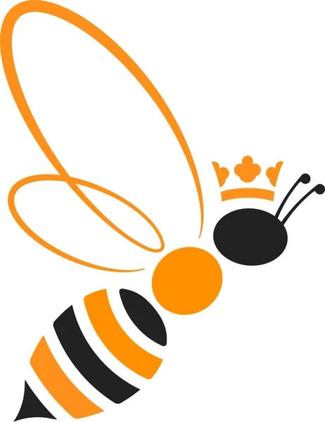 Icoana albinelor regina cu coroana in galben si negru. Izolat și geometric . — Vector de stoc
