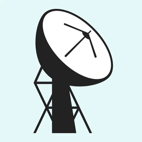 Parabolische antenne-icoon in zwart geïsoleerd. Geometrische vormen. — Stockvector