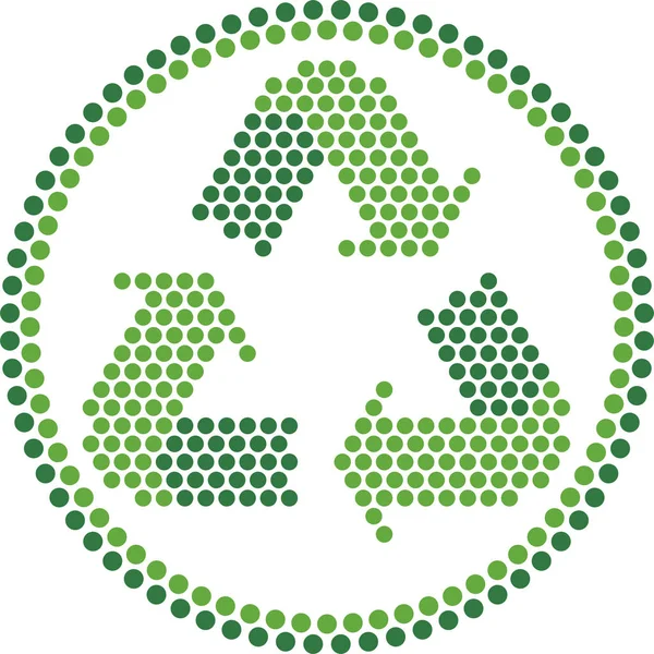 Simple symbole de recyclage en un cercle fait de petits points . — Image vectorielle