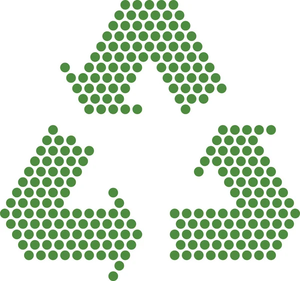 Symbole de recyclage simple fait par de petits points . — Image vectorielle