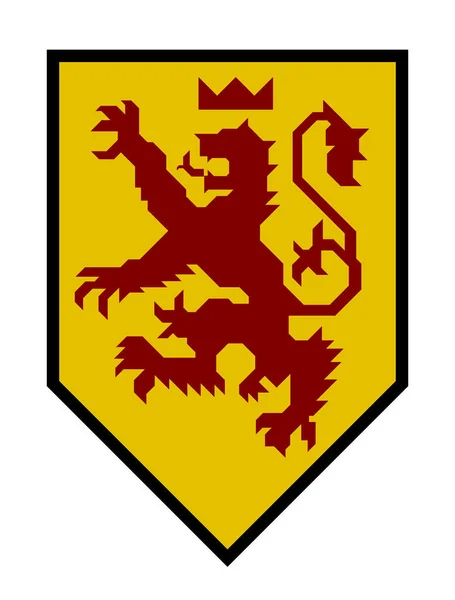 Moderna heraldik lejon med emblem och raka linjer. — Stock vektor