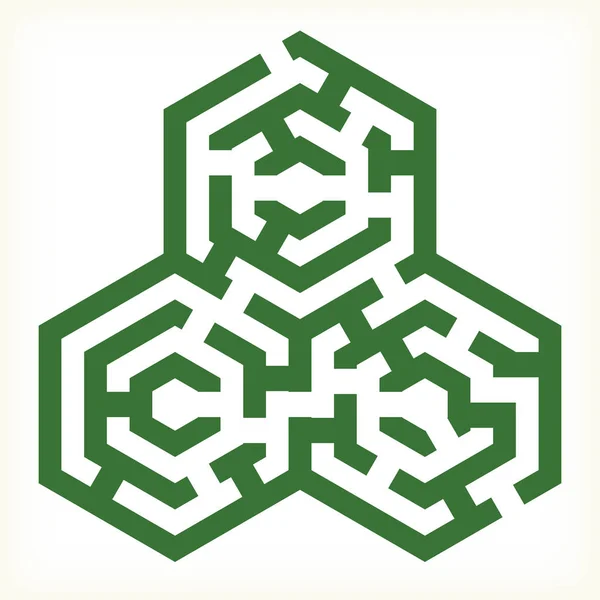 Icono de laberinto hexagonal en estilo plano y geométrico . — Vector de stock