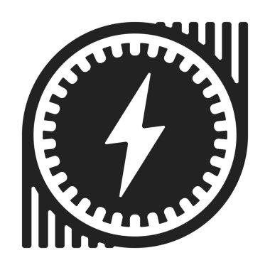 Geometrik ve düz tarzda elektrik motoru simgesi.