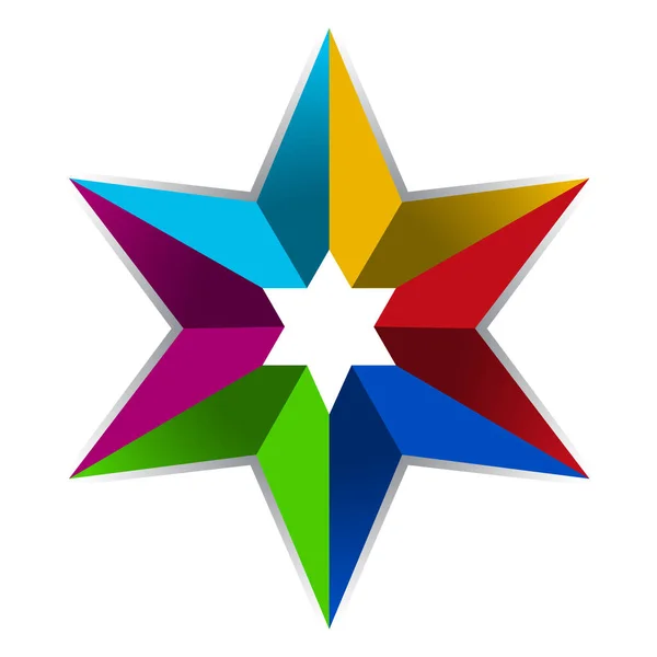 Icono estrella de color en estilo rectangular y 3D . — Vector de stock