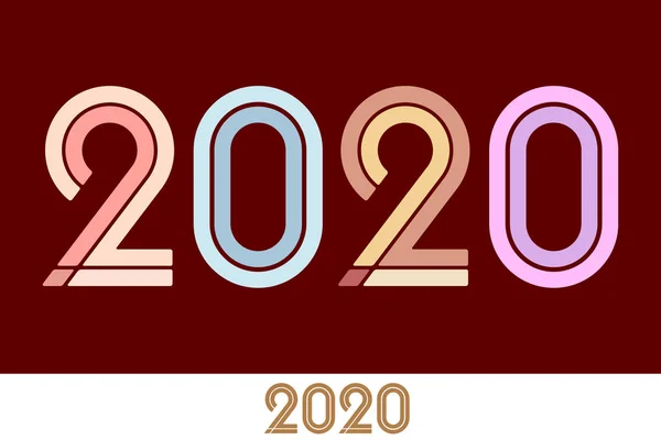 Año nuevo fuente de texto con 2020. Plano y llano . — Vector de stock