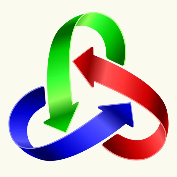 明るい色のリサイクルシンボルとしての3つの矢印. — ストックベクタ