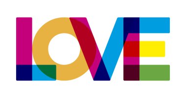 Renkli bir aşk metni. Geometrik ve düz.