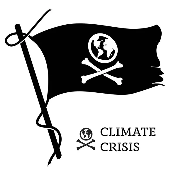 气候危机的旗帜。全球变暖的标志是海盗的象征. — 图库矢量图片