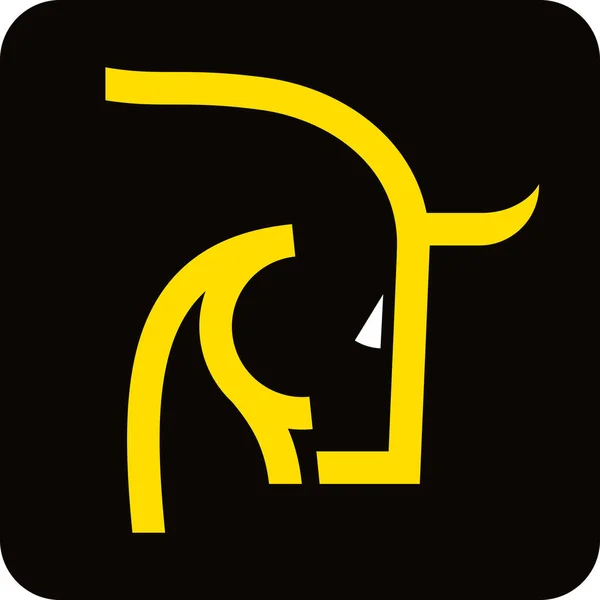 Icono Cabeza Toro Valiente Amarillo Negro Estilo Geométrico Lineal — Vector de stock