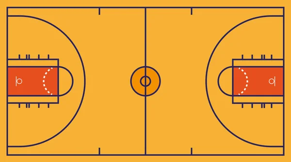 Vista Frontal Canasta Campo Baloncesto Geométrico Plano — Vector de stock